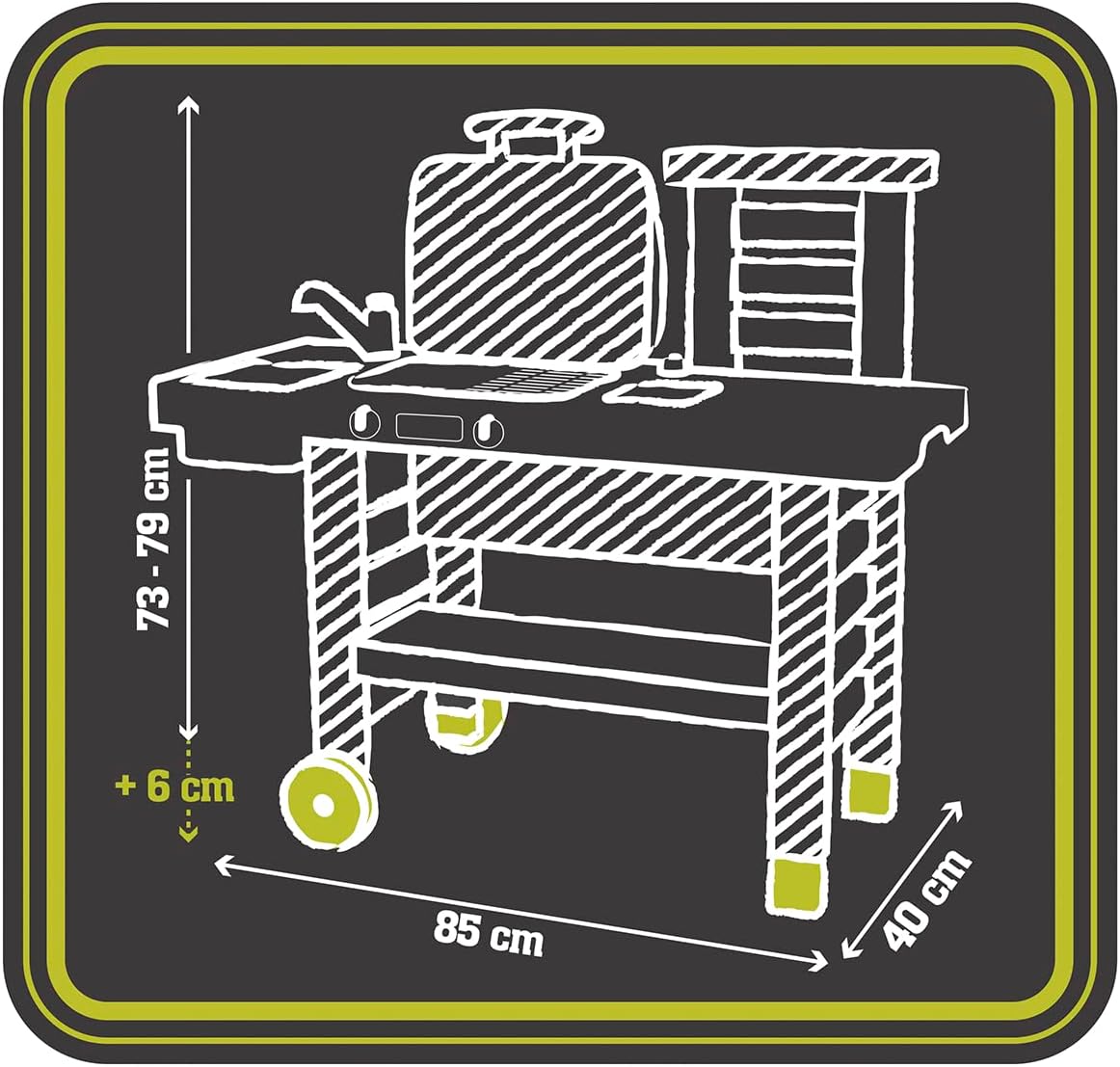 Smoby - Grill de Cuisine de Jardin avec Flamme Magique Rétractable