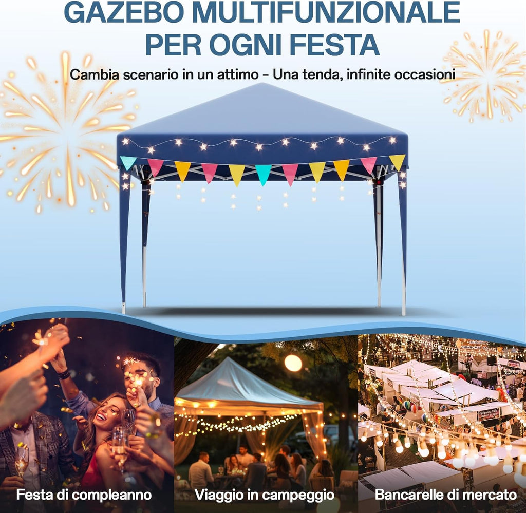 JUMMICO Waterdichte opvouwbare tuinpaviljoen, tuinpaviljoen voor buiten, in hoogte verstelbaar, Barnum UV50+, paviljoen voor kamperen, festivals, strand, tuinen 