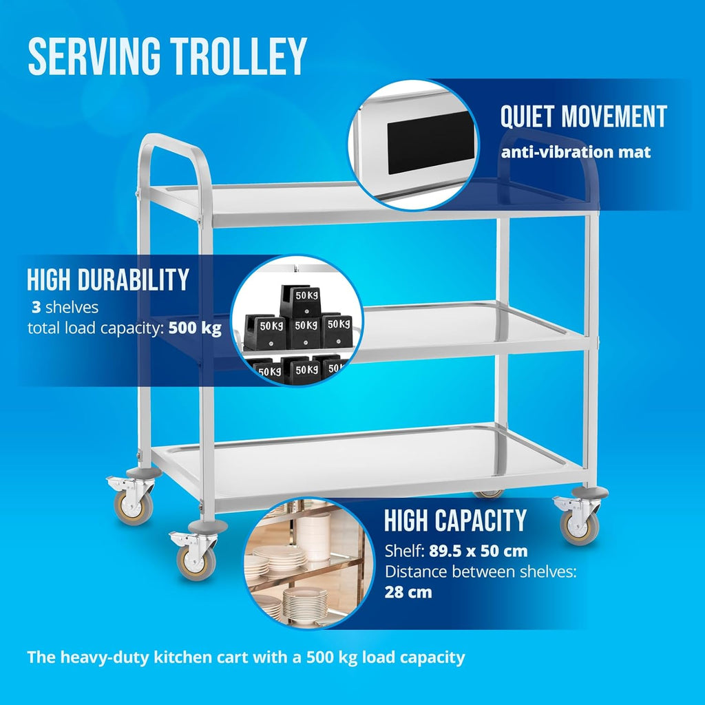 Royal Catering Chariot de cuisine RCSW 3 avec 3 étagères