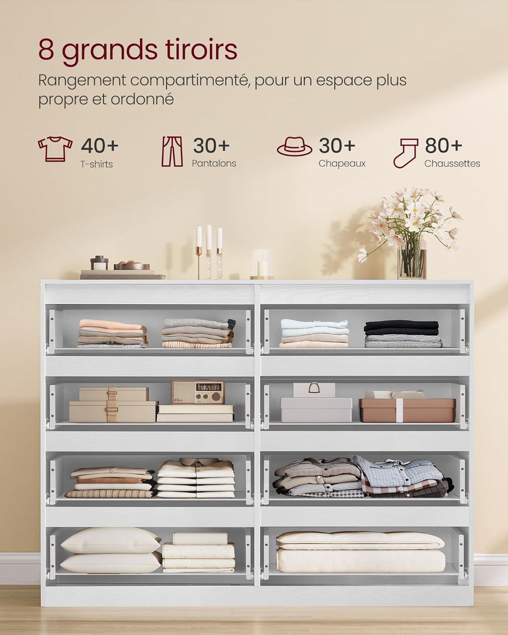 VASAGLE Kailyn Collection - Commode de Chambre à Coucher Armoire de Rangement 6 Tiroirs