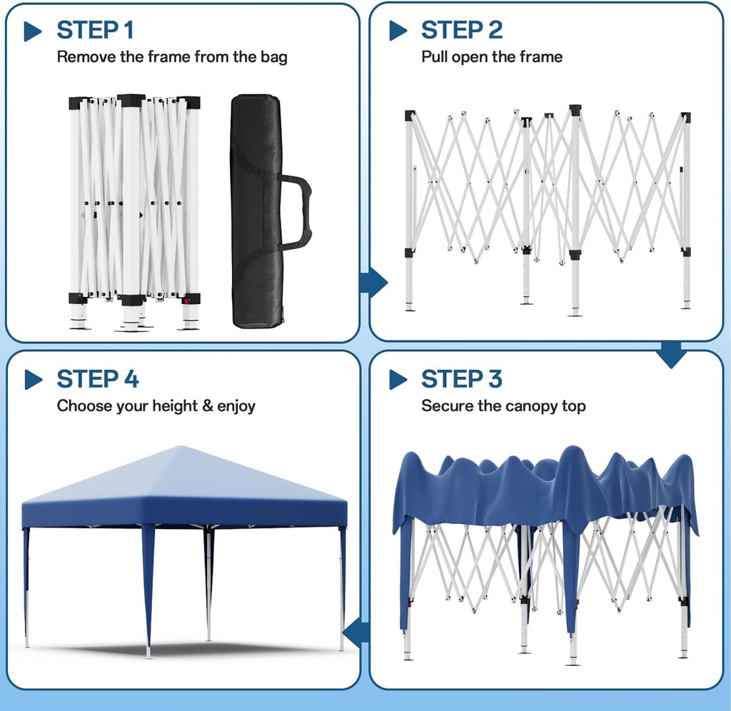 JUMMICO Waterdichte opvouwbare tuinpaviljoen, tuinpaviljoen voor buiten, in hoogte verstelbaar, Barnum UV50+, paviljoen voor kamperen, festivals, strand, tuinen 