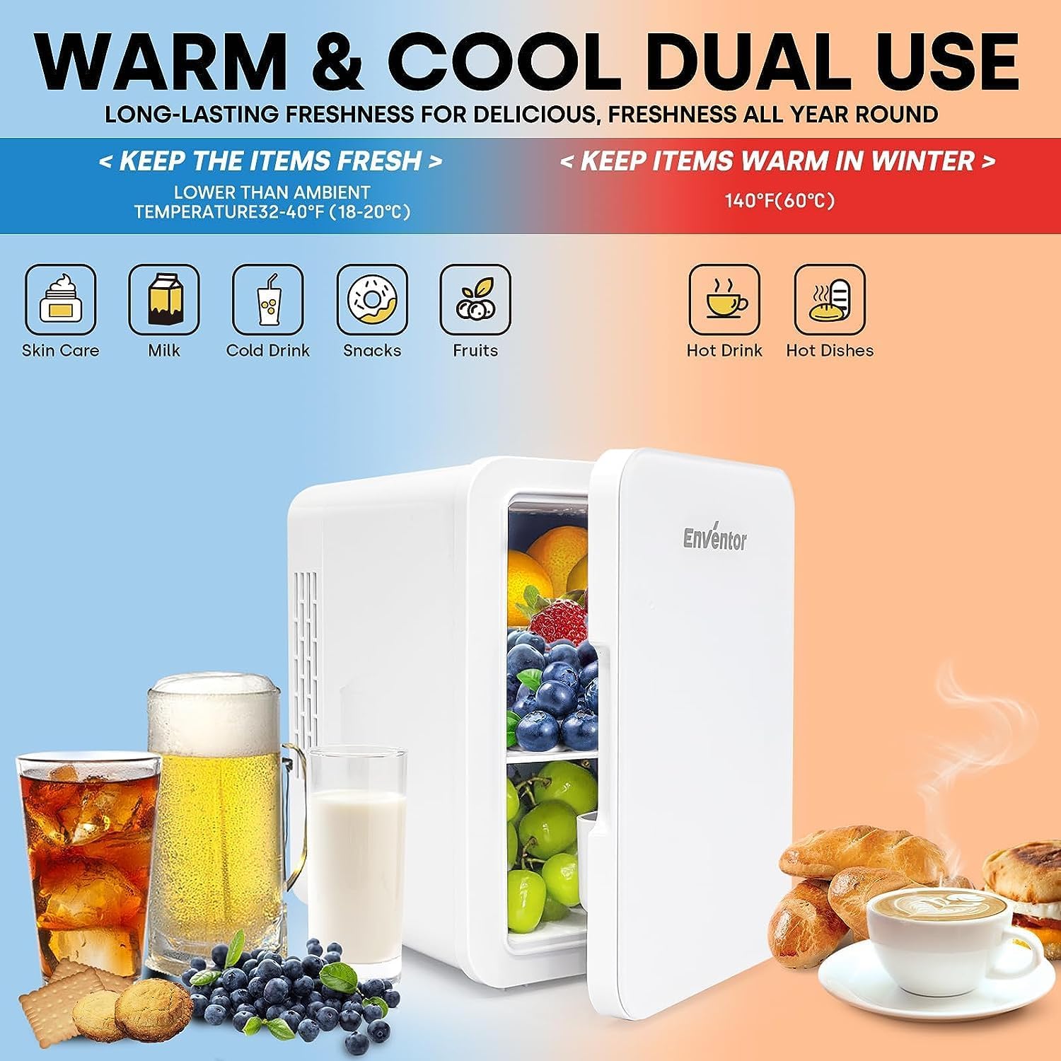 Mini réfrigérateur 4L Petit réfrigérateur portable 6 canettes Cosmétique Mini réfrigérateur Réfrigérer et chauffer