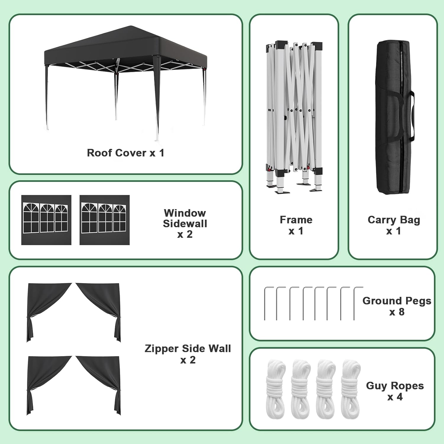 JUMMICO Waterdichte opvouwbare tuinpaviljoen, tuinpaviljoen voor buiten, in hoogte verstelbaar, Barnum UV50+, paviljoen voor kamperen, festivals, strand, tuinen 