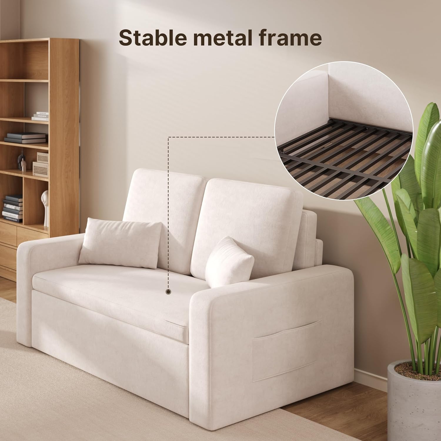 Xbro 2-zits slaapbank 147 x 196 x 87 cm, 2-zits slaapbank met 4 wielen, moderne fluwelen slaapbank, donkergrijs 