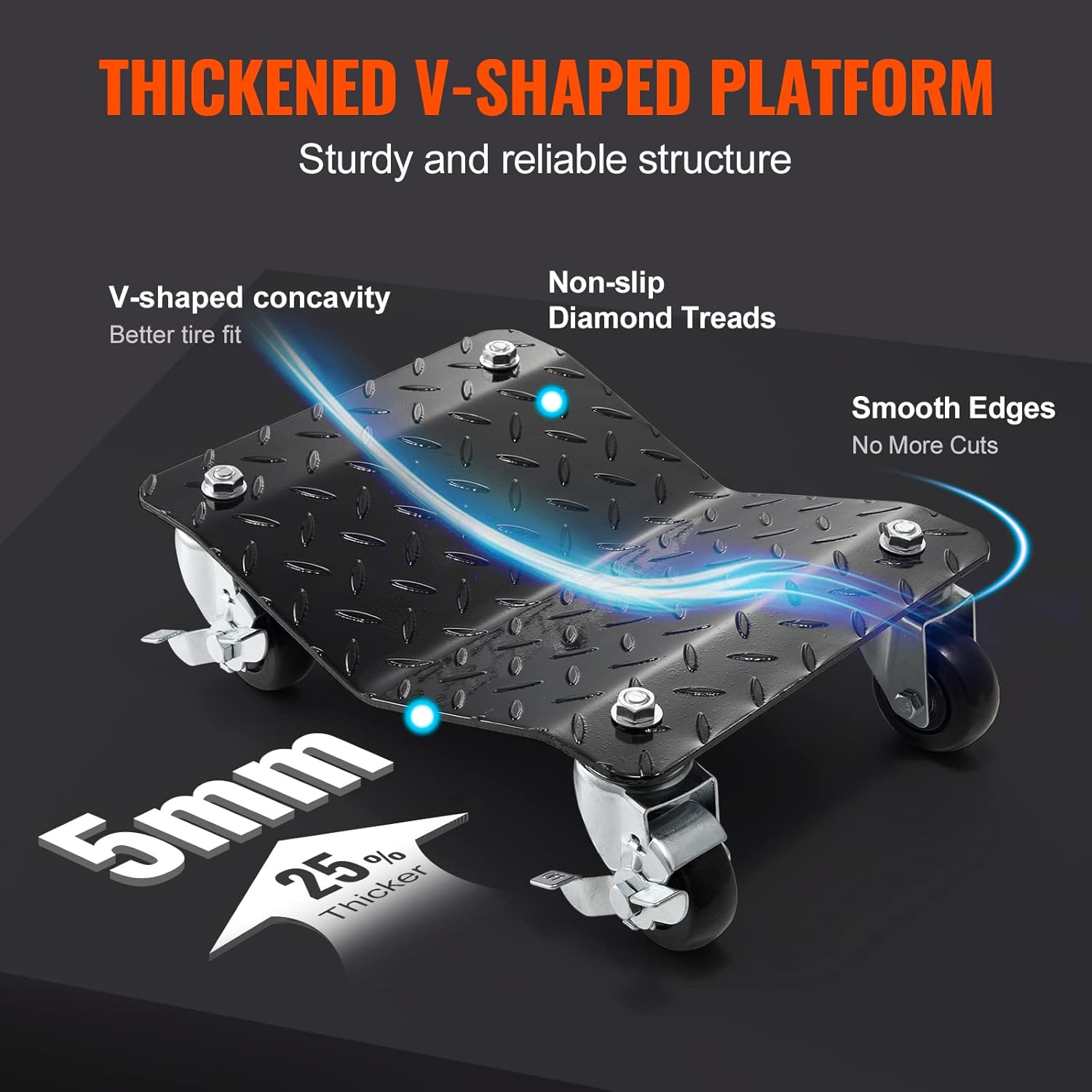 Roues verrouillables de chariot mobile de voiture de VEVOR, positionnement assisté pour la direction