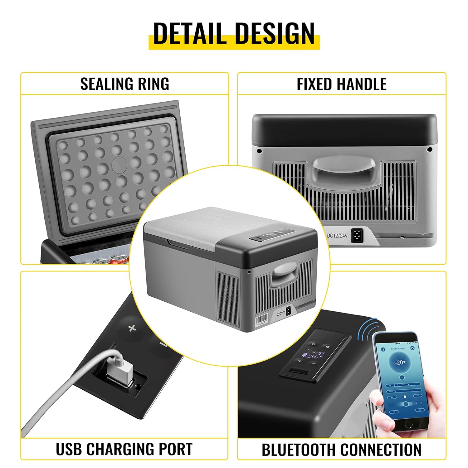 Réfrigérateur thermique portable 35L réfrigérateur de voiture réfrigérateur de voyage électrique portable pour voiture mini réfrigérateur pour voiture mini réfrigérateur pour boissons avec écran LCD