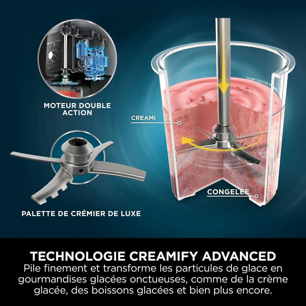 Sorbetière Ninja CREAMi 7 programmes pour glaces sorbets smoothies et milkshakes, noir/argent 1,4 L