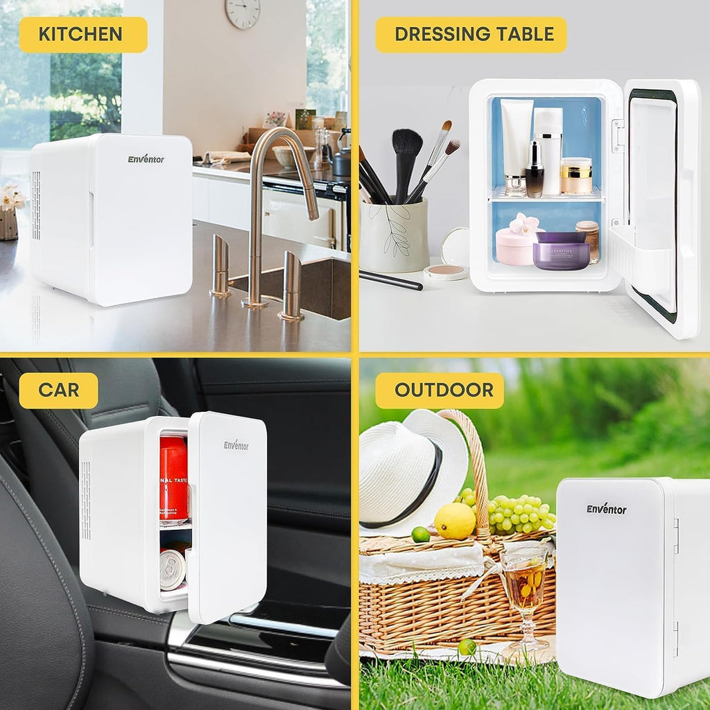 Mini réfrigérateur 4L Petit réfrigérateur portable 6 canettes Cosmétique Mini réfrigérateur Réfrigérer et chauffer