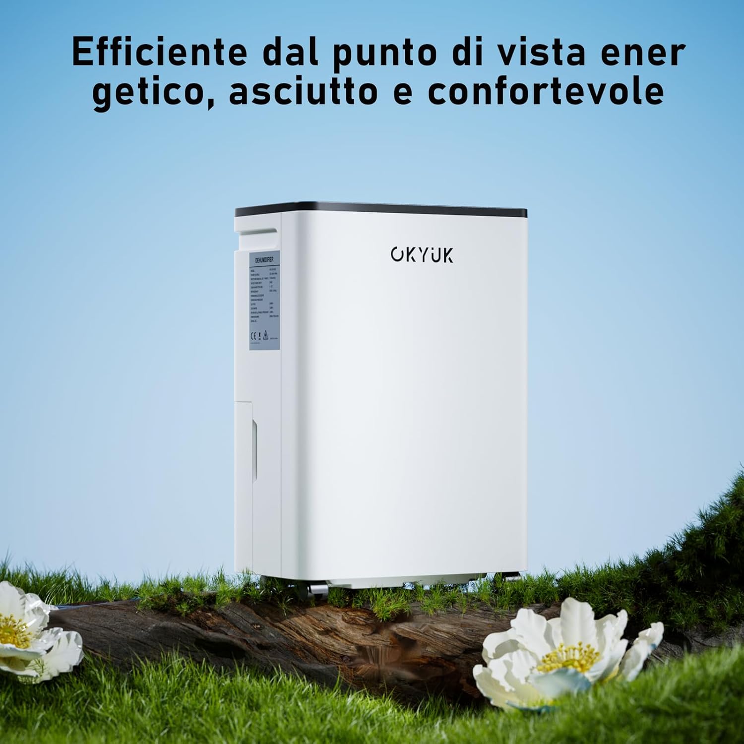 Déshumidificateur électrique 12 L avec affichage numérique de l'humidité, déshumidificateur pour maison de 40 m² avec arrêt automatique, idéal pour salles de bains, chambres, appartements et sous-sols