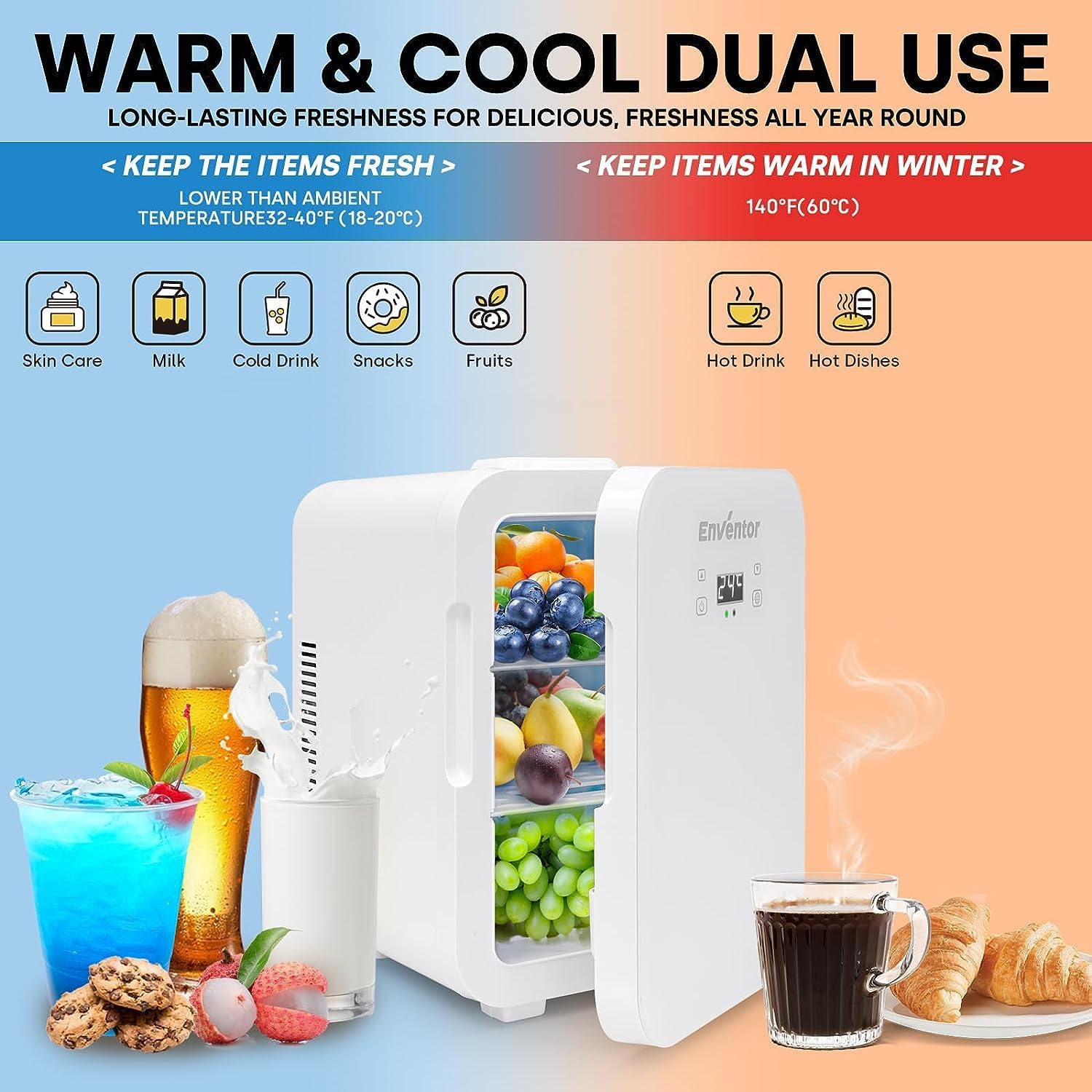 Mini réfrigérateur 4L Petit réfrigérateur portable 6 canettes Cosmétique Mini réfrigérateur Réfrigérer et chauffer