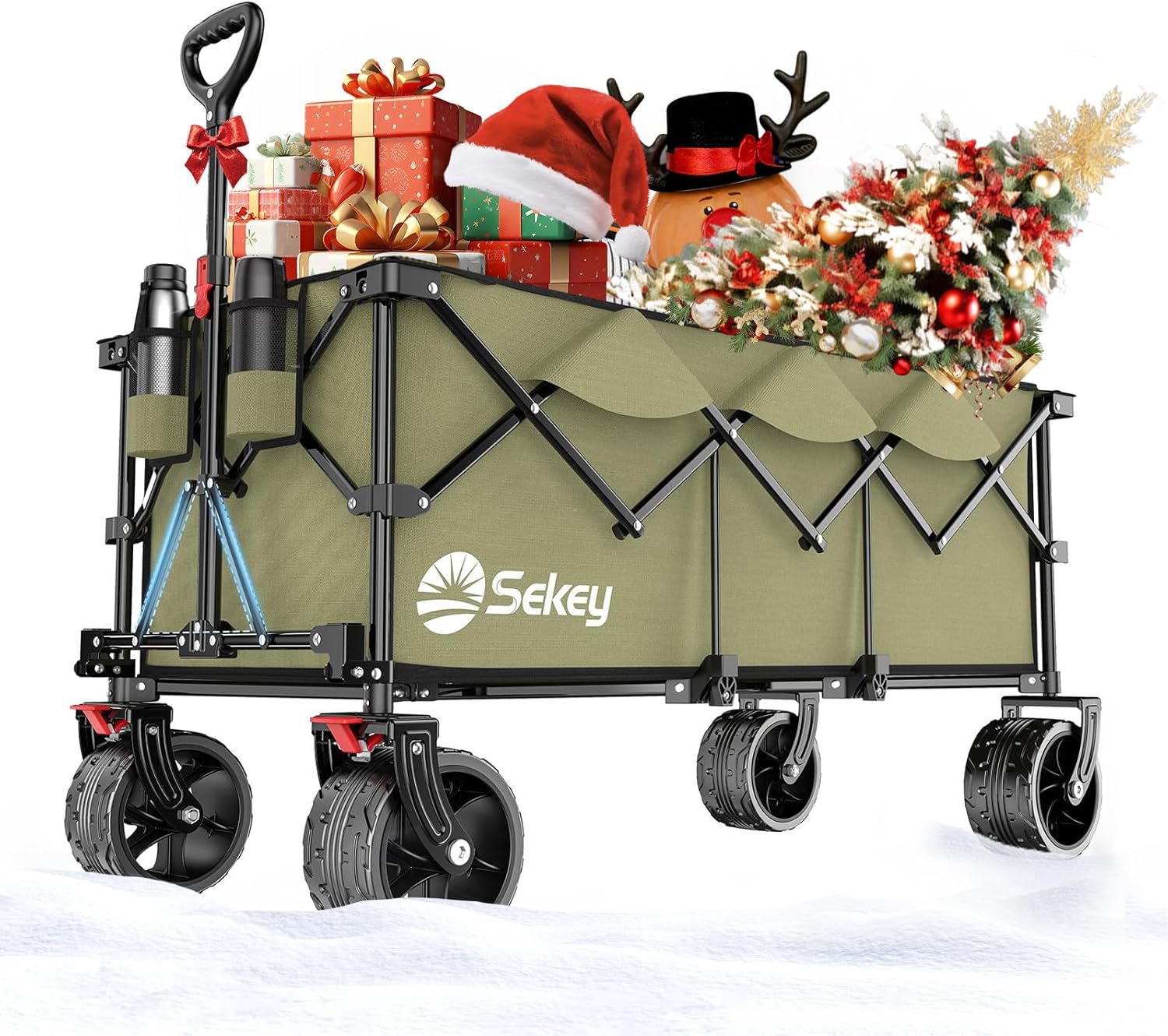 Chariot de transport pliable Sekey XXXL avec frein, chariot de jardin de plage