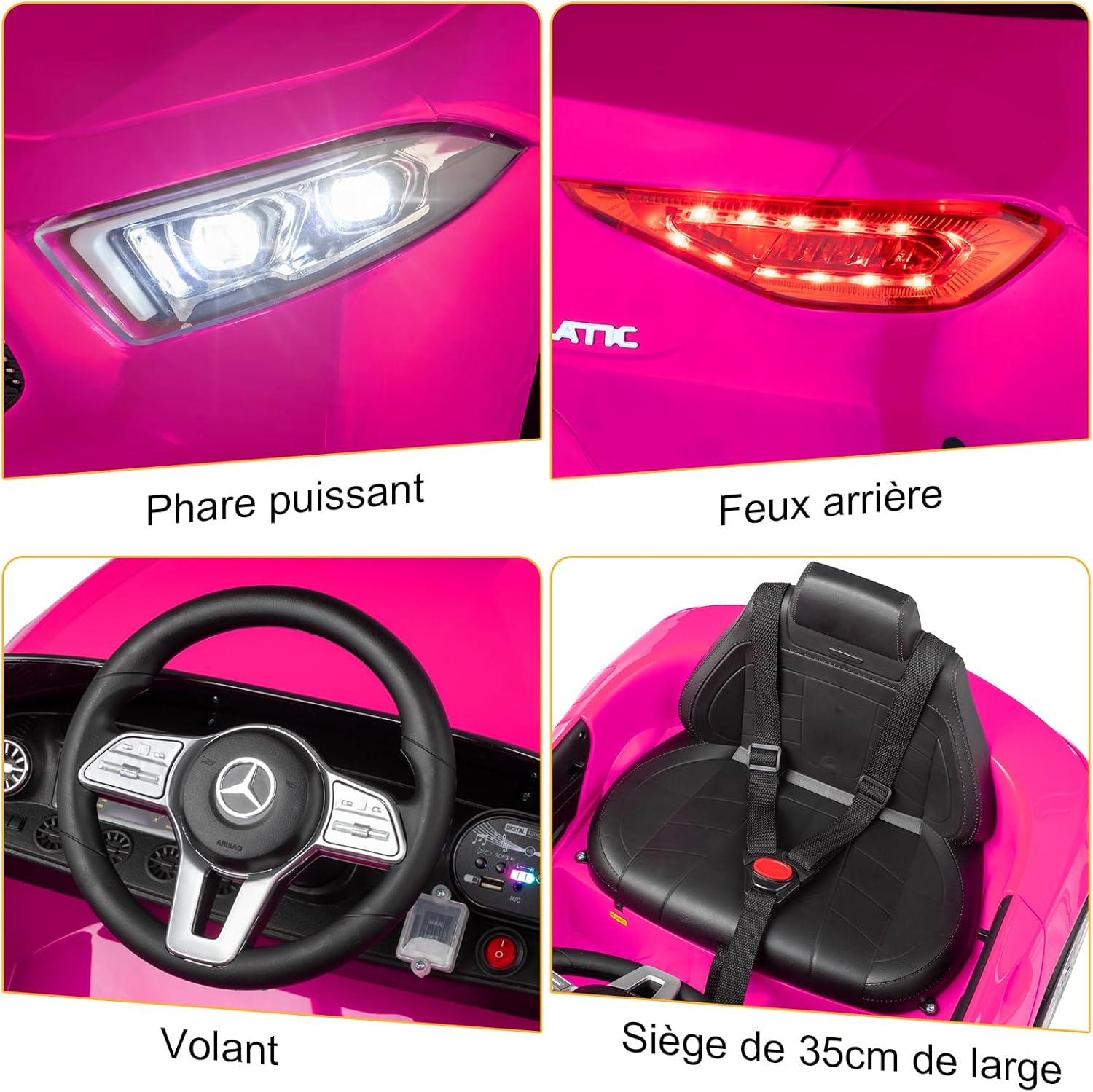 LALAHO Voitures électriques pour Enfants Mercedes Benz AMG avec Télécommande 2.4G, Véhicule électrique Enfant 2 Portes avec MP3 (Blanc)