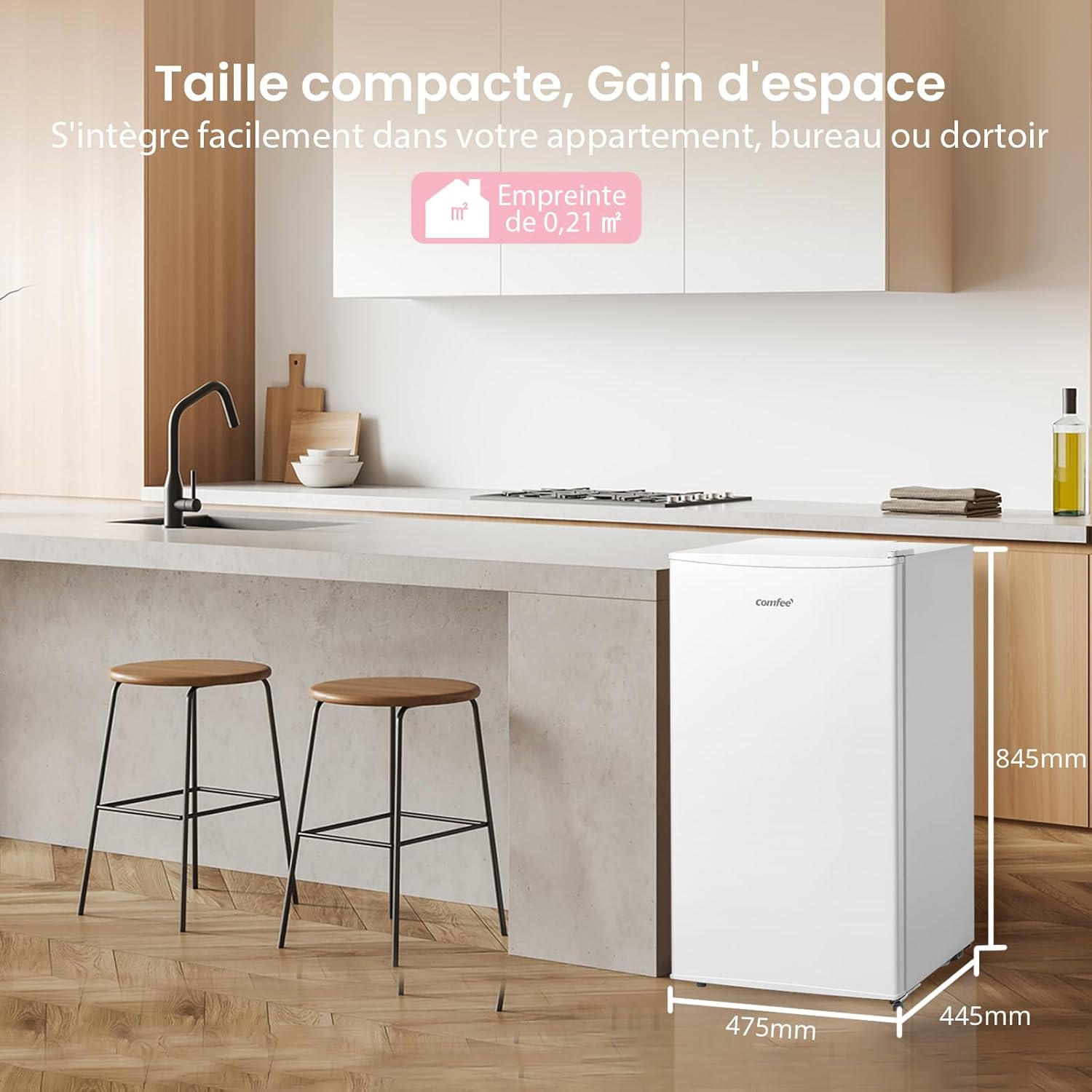 COMFEE' RCU40WH2(E) 31L Mini Congélateur, Porte Réversible, 4 Étoiles, Silencieux, pratique dans le Bureau, l'Hôtel et la Maison, Blanc