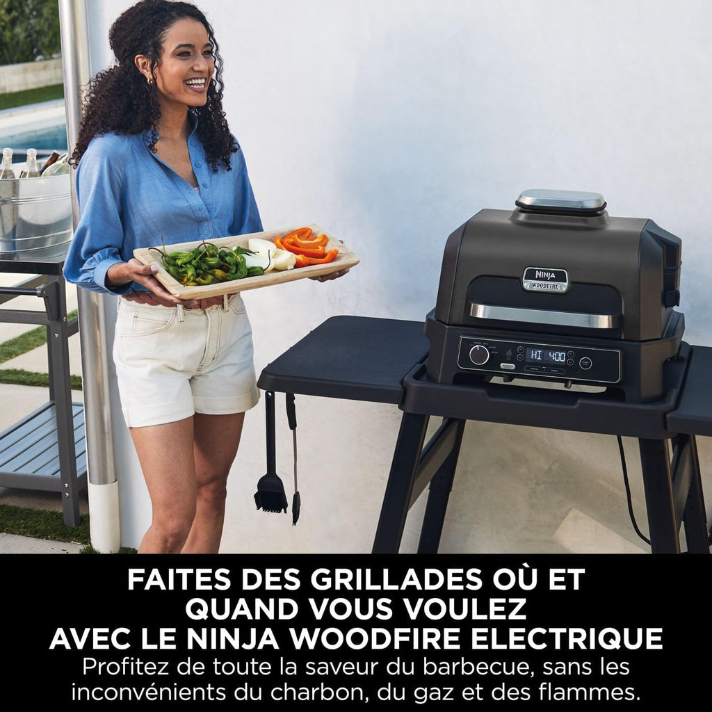 Gril électrique Ninja Woodfire, gril, fumoir et friteuse à air, gril extérieur 7-en-1