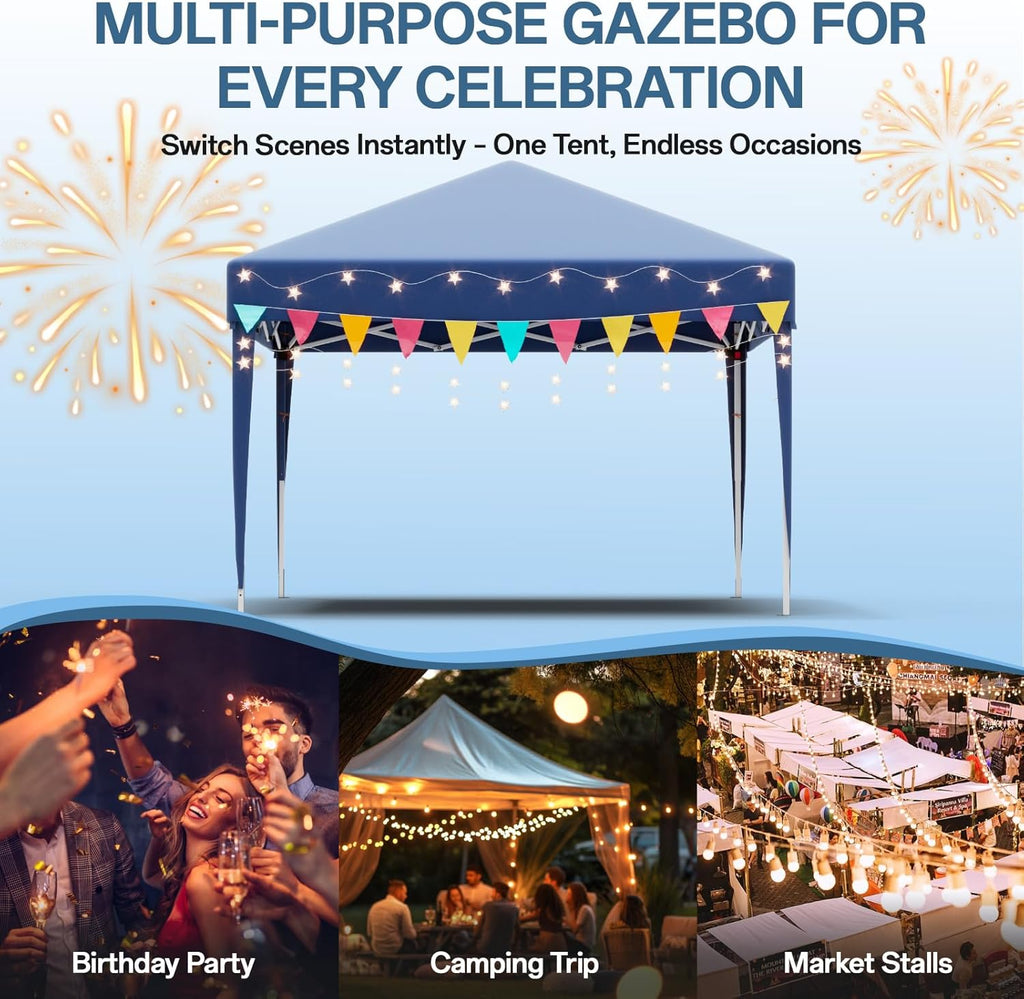 JUMMICO Waterdichte opvouwbare tuinpaviljoen, tuinpaviljoen voor buiten, in hoogte verstelbaar, Barnum UV50+, paviljoen voor kamperen, festivals, strand, tuinen 