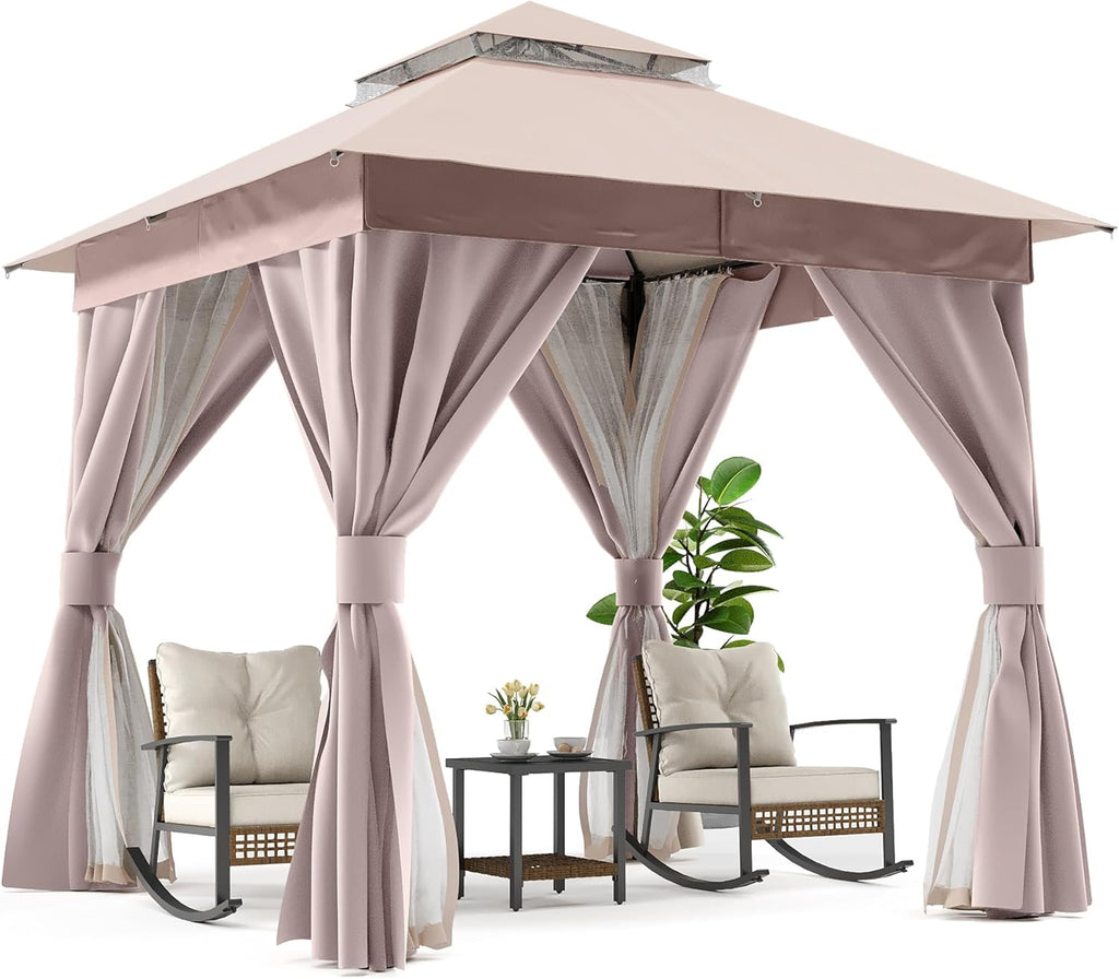 Tente pavillon d'extérieur améliorée à double toit, auvent imperméable UV50+ avec filet et crochets