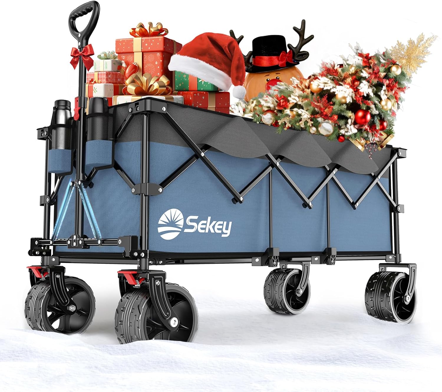 Chariot de transport pliable Sekey XXXL avec frein, chariot de jardin de plage