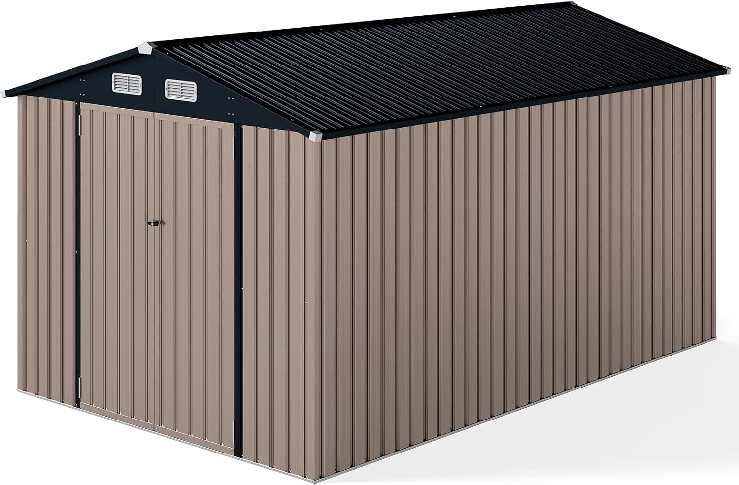 RELAX4LIFE Abri de Jardin en Métal 350x223x197cm, Cabane de Stockage 15m3 8m2 avec 2 Portes, Toit Incliné, Fenêtre de Ventilation pour Vélo Tondeuse, Organisateur Extérieur pour Jardin Patio (15m³)