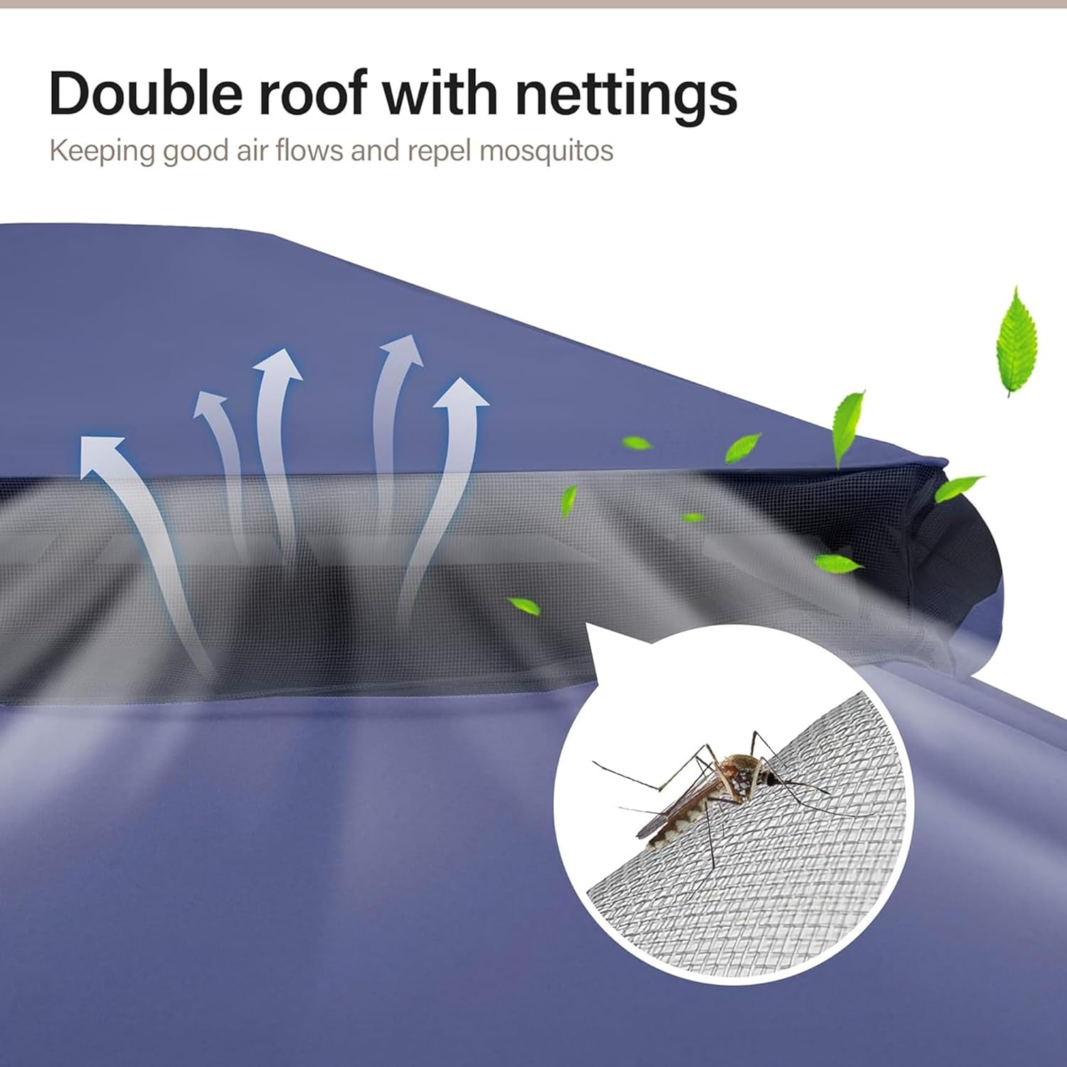 Tente pavillon d'extérieur améliorée à double toit, auvent imperméable UV50+ avec filet et crochets