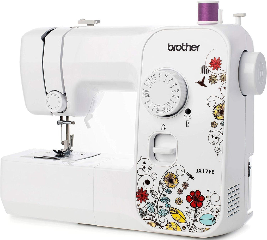 Brother JX17FE (Fantasy Edition) met verlengtafel en tas, naaimachine voor beginners, 17 verschillende steken, automatisch naaien, handige steken, elastiek en decoratieve steken. 