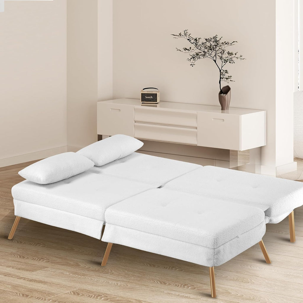 COMHOMA Slaapbank met slaapfunctie - Omvormbare futonhoes - Hoekbank - 3-zits gastenbank - met verstelbare stoffen rugleuning - Grijs 