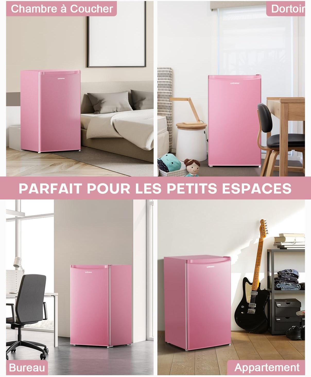 Mini réfrigérateur avec compartiment congélateur, bac à légumes 91L, thermostat réglable, silencieux