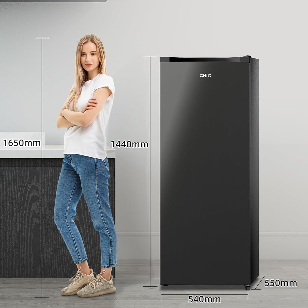 CHiQ Congélateur d'une capacité de 145 L, Congélation rapide, Thermostat réglable Silencieux Porte réversible, Noir, Classe énergétique E