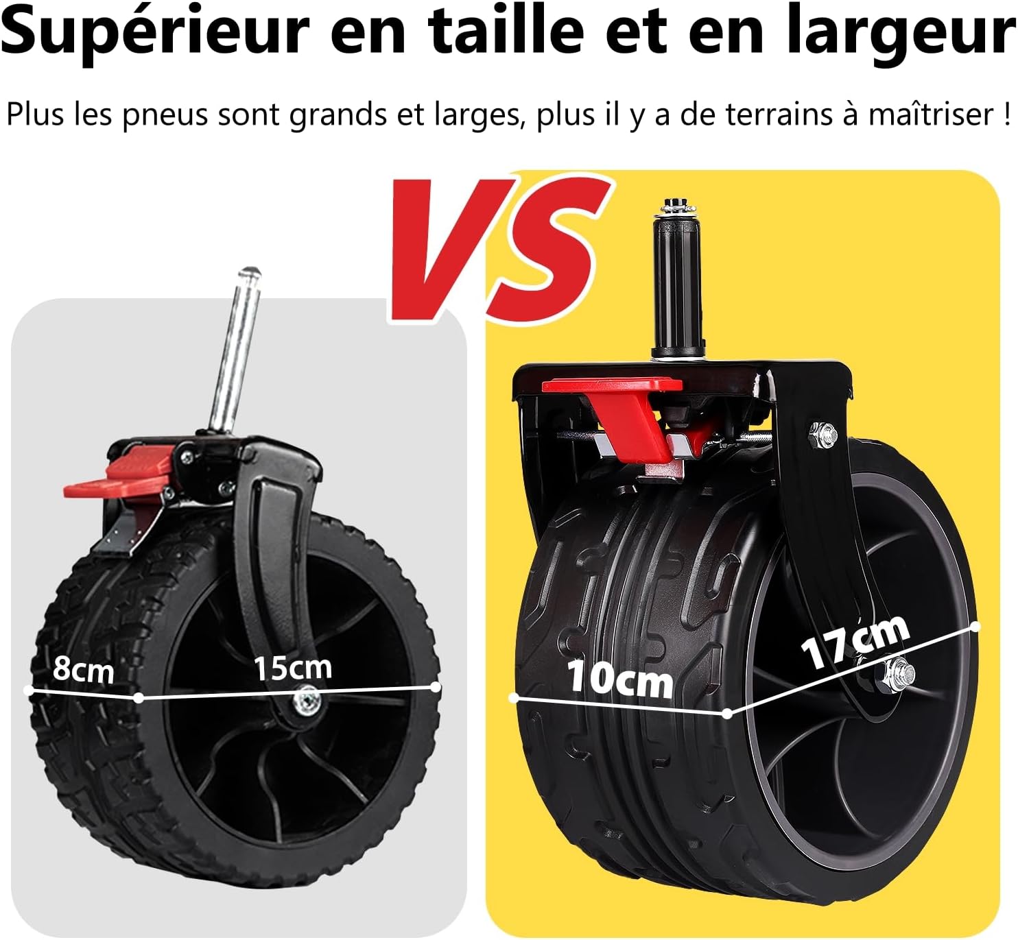 Chariot de transport pliable Sekey XXXL avec frein, chariot de jardin de plage