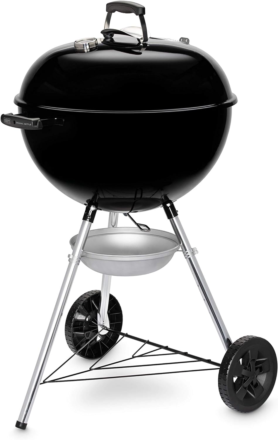 Weber Compact Kettle Houtskoolgrill/Met Statief en Wielen, Hitte- en Roestbestendig Ontwerp, Verchroomd Stalen Grillrooster, 47 cm, Zwart 