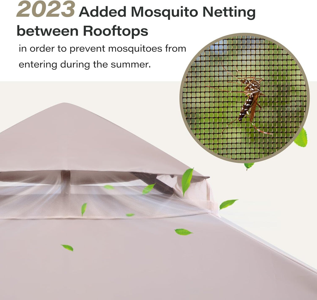 Tente pavillon d'extérieur améliorée à double toit, auvent imperméable UV50+ avec filet et crochets