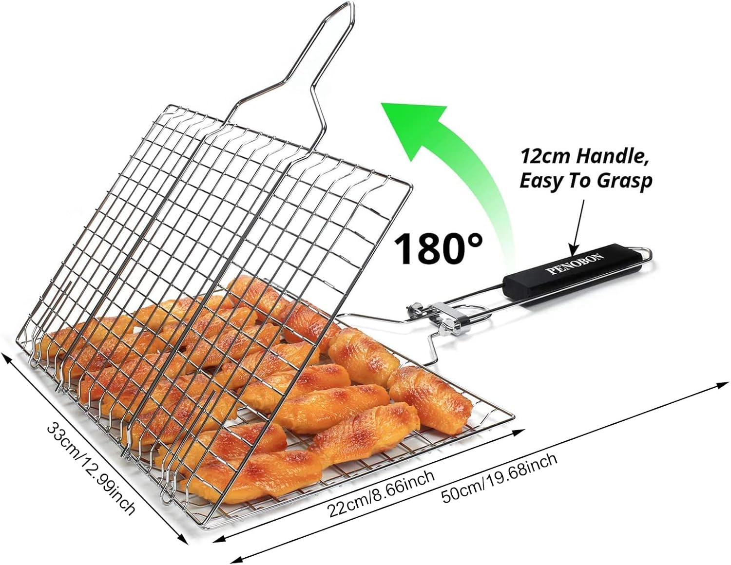 Panier à griller pliable en acier inoxydable pour la cuisson du poisson, des légumes ou des crevettes