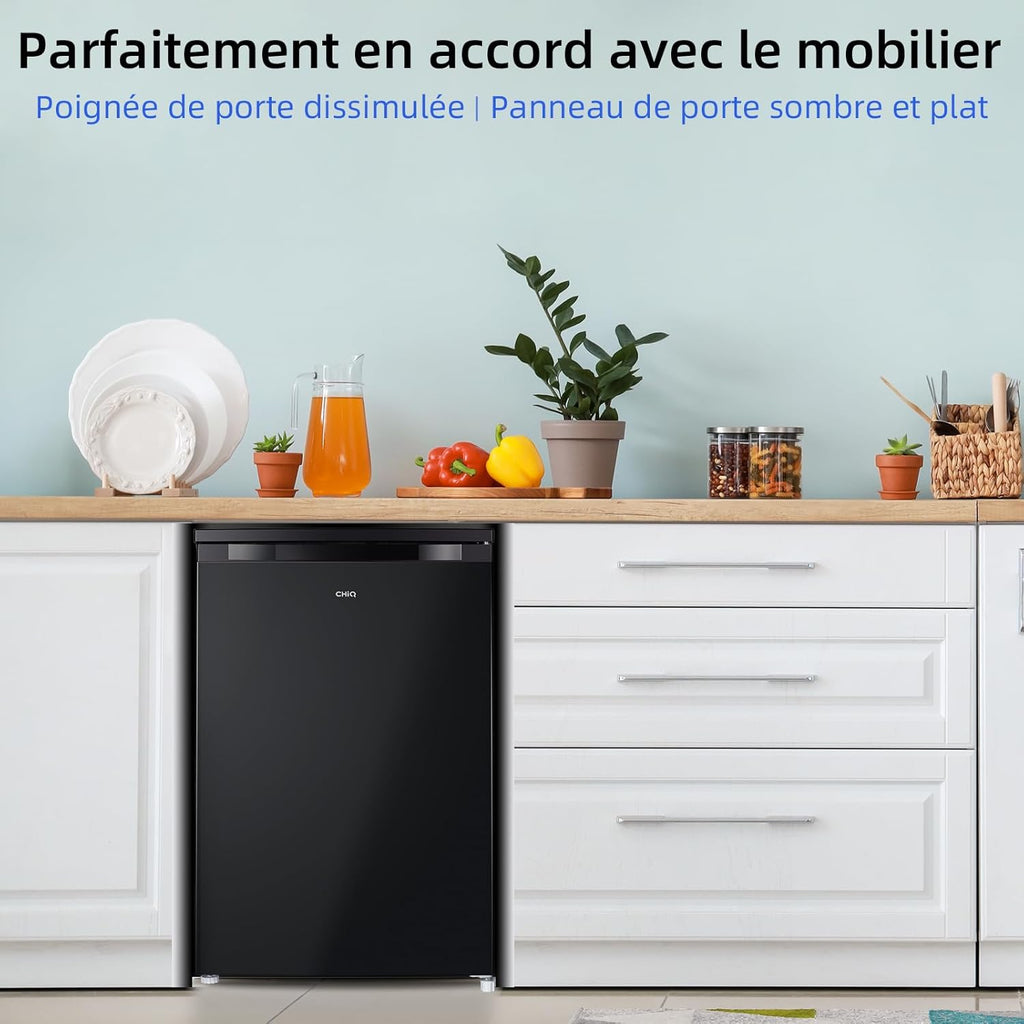 CHiQ Congélateur d'une capacité de 145 L, Congélation rapide, Thermostat réglable Silencieux Porte réversible, Noir, Classe énergétique E