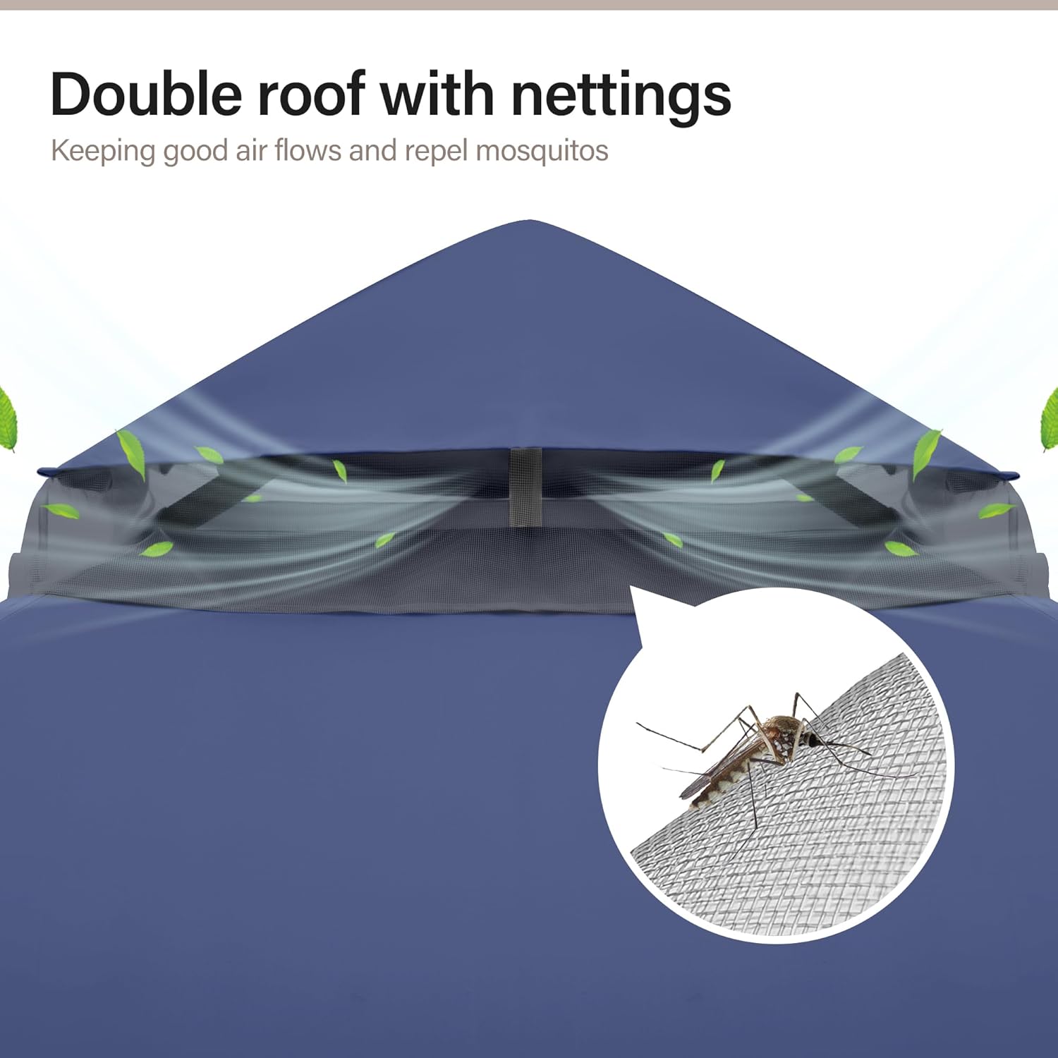 Tente pavillon d'extérieur améliorée à double toit, auvent imperméable UV50+ avec filet et crochets