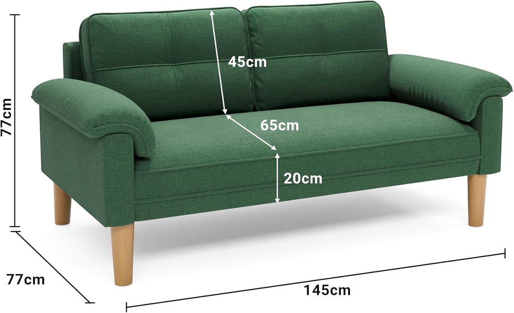 Xbro 2-zitsbank - Kleine 2-zitsbank met armleuningen en zijvak, moderne bank voor woonkamer, appartement, kantoor, eenvoudig te monteren, 144 x 77 x 77 cm, donkergrijs 