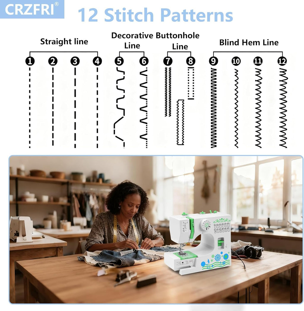 Mini machine à coudre pour débutant avec kit de couture CRZFRI Machine à coudre portable pour bricolage à domicile