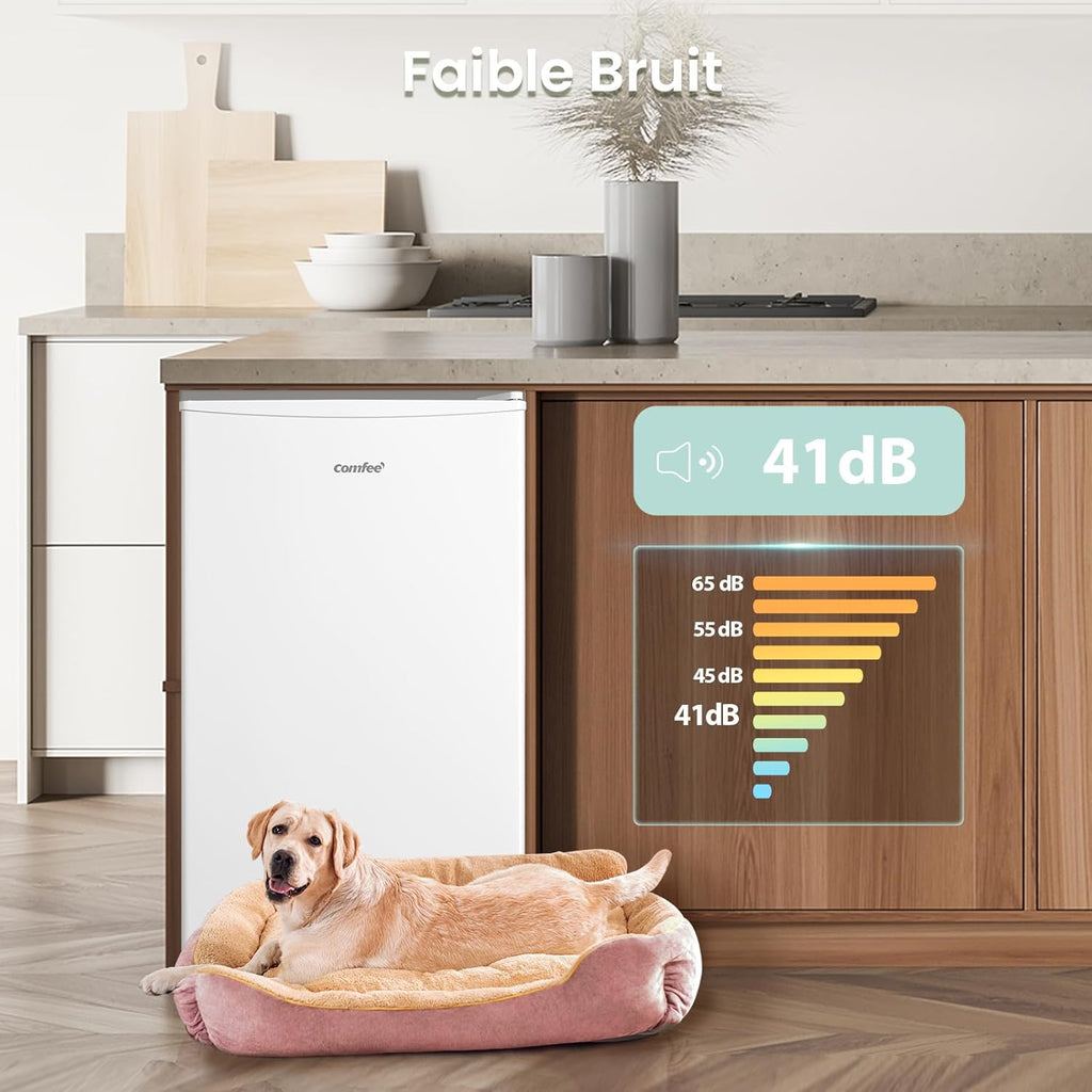 COMFEE' RCU40WH2(E) 31L Mini Congélateur, Porte Réversible, 4 Étoiles, Silencieux, pratique dans le Bureau, l'Hôtel et la Maison, Blanc