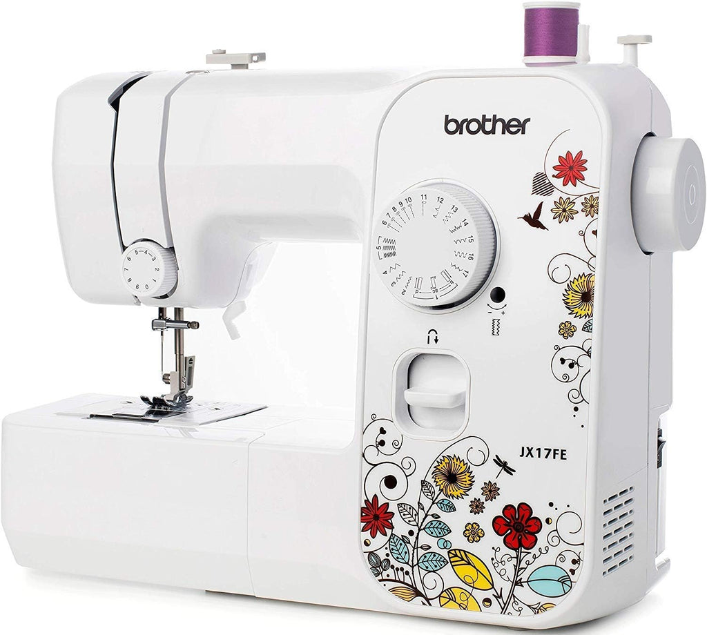 Brother JX17FE (Fantasy Edition) elektrische naaimachine voor beginners, draagbaar, 17 verschillende steken, automatisch naaien, handige steken, elastisch en decoratief, multifunctioneel 