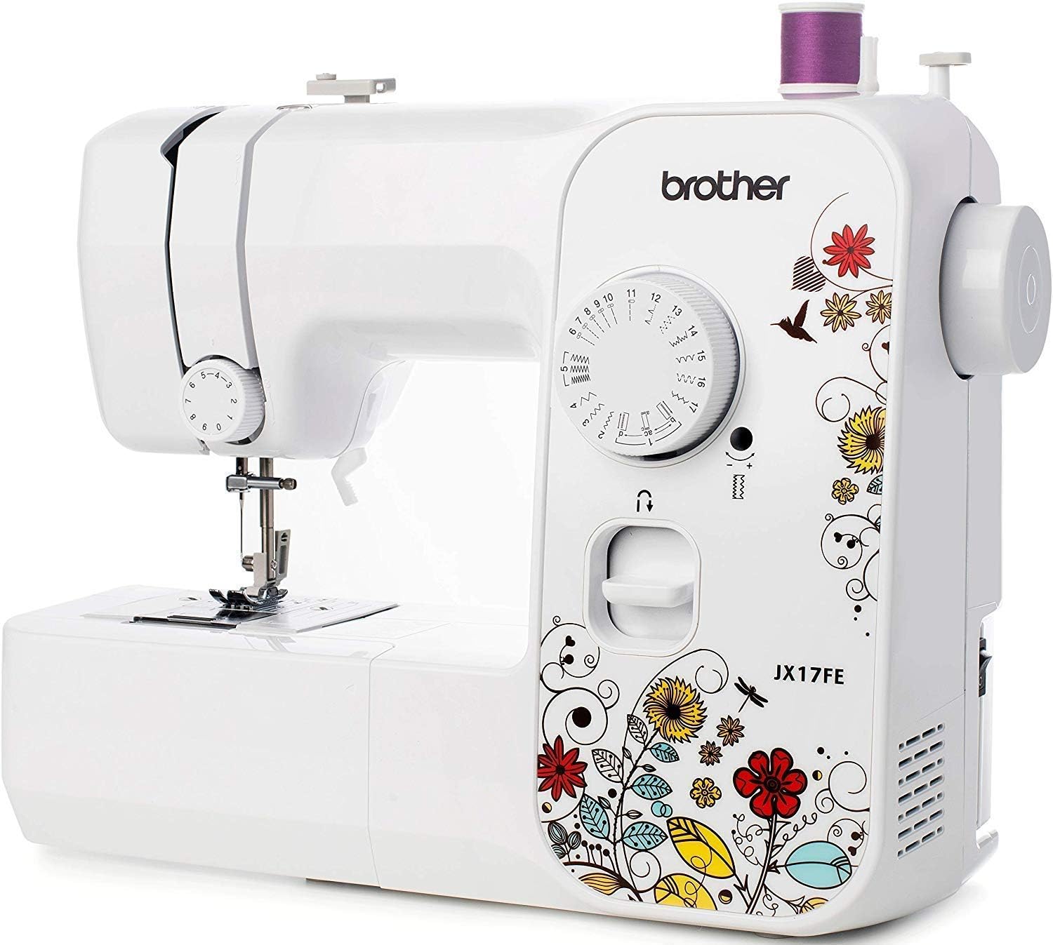 Brother JX17FE (Fantasy Edition) met verlengtafel en tas, naaimachine voor beginners, 17 verschillende steken, automatisch naaien, handige steken, elastiek en decoratieve steken. 