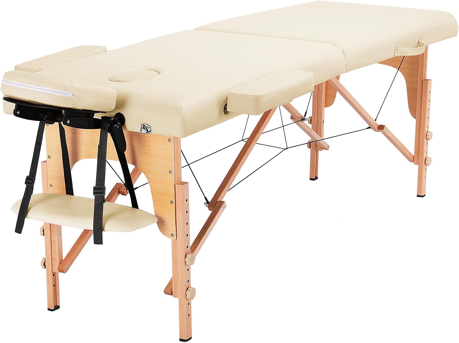Yaheetech opklapbare massagetafel 70 cm, professioneel massagebed in 2 delen, massief houten tafelbank, cosmetische therapie, zwart 