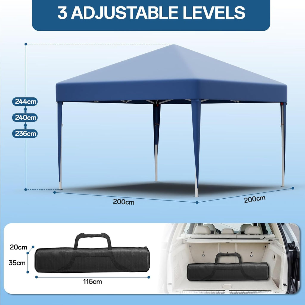 JUMMICO Waterdichte opvouwbare tuinpaviljoen, tuinpaviljoen voor buiten, in hoogte verstelbaar, Barnum UV50+, paviljoen voor kamperen, festivals, strand, tuinen 