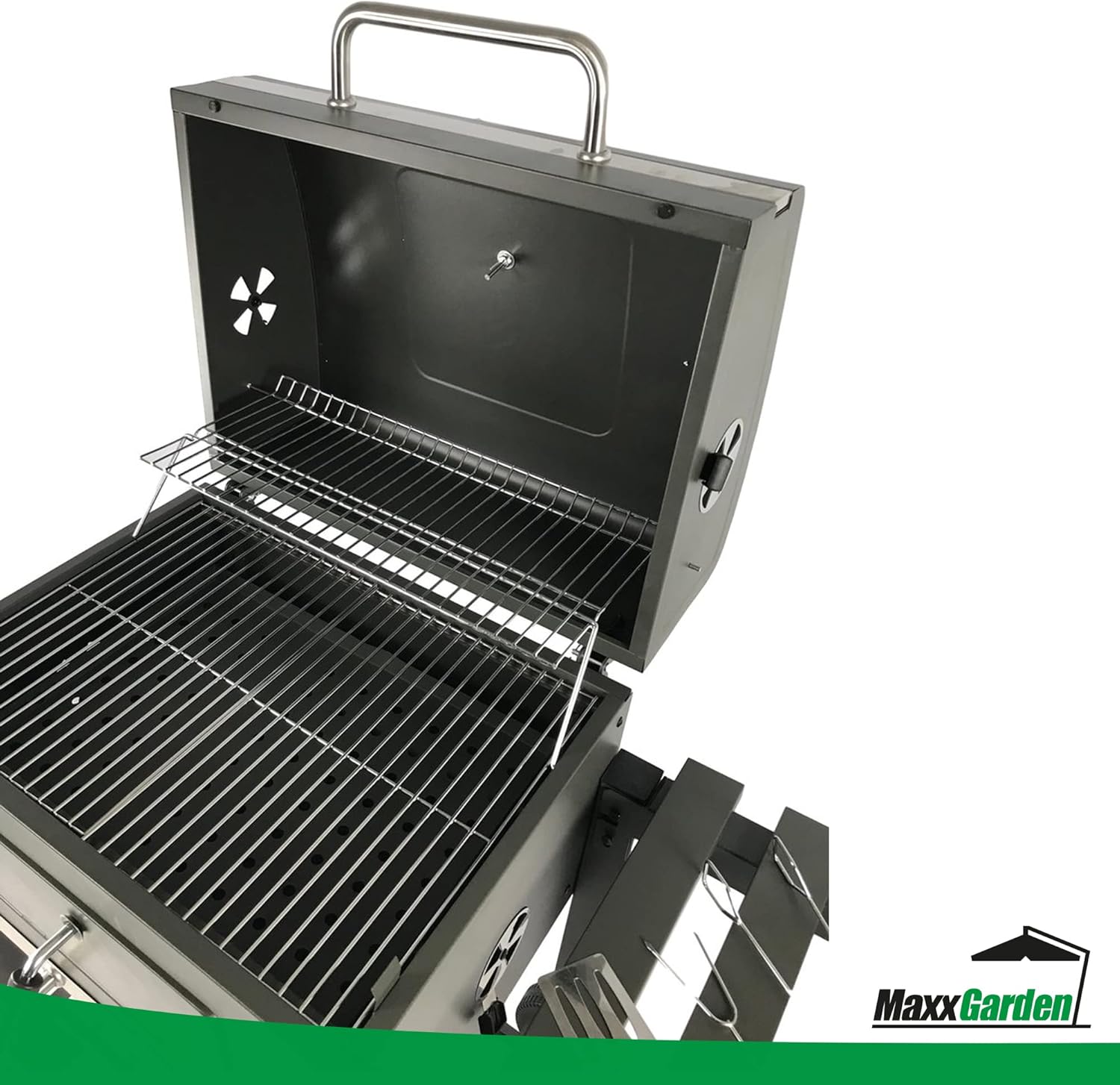 MaxxGarden Barbecue au Charbon - Barbecue de Bois - BBQ - Grill - Transportable - 118 cm - Noir