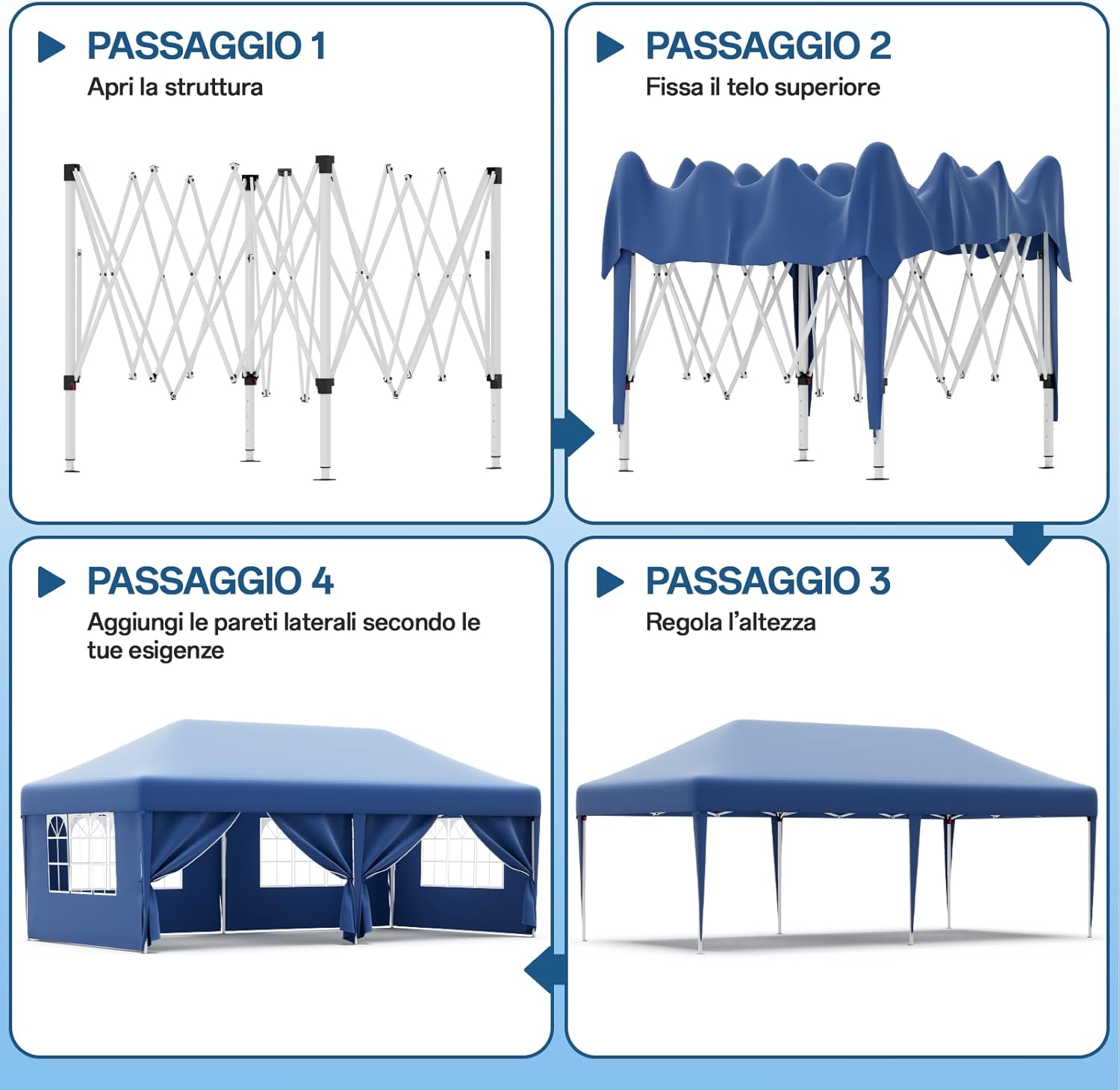JUMMICO Waterdichte opvouwbare tuinpaviljoen, tuinpaviljoen voor buiten, in hoogte verstelbaar, Barnum UV50+, paviljoen voor kamperen, festivals, strand, tuinen 