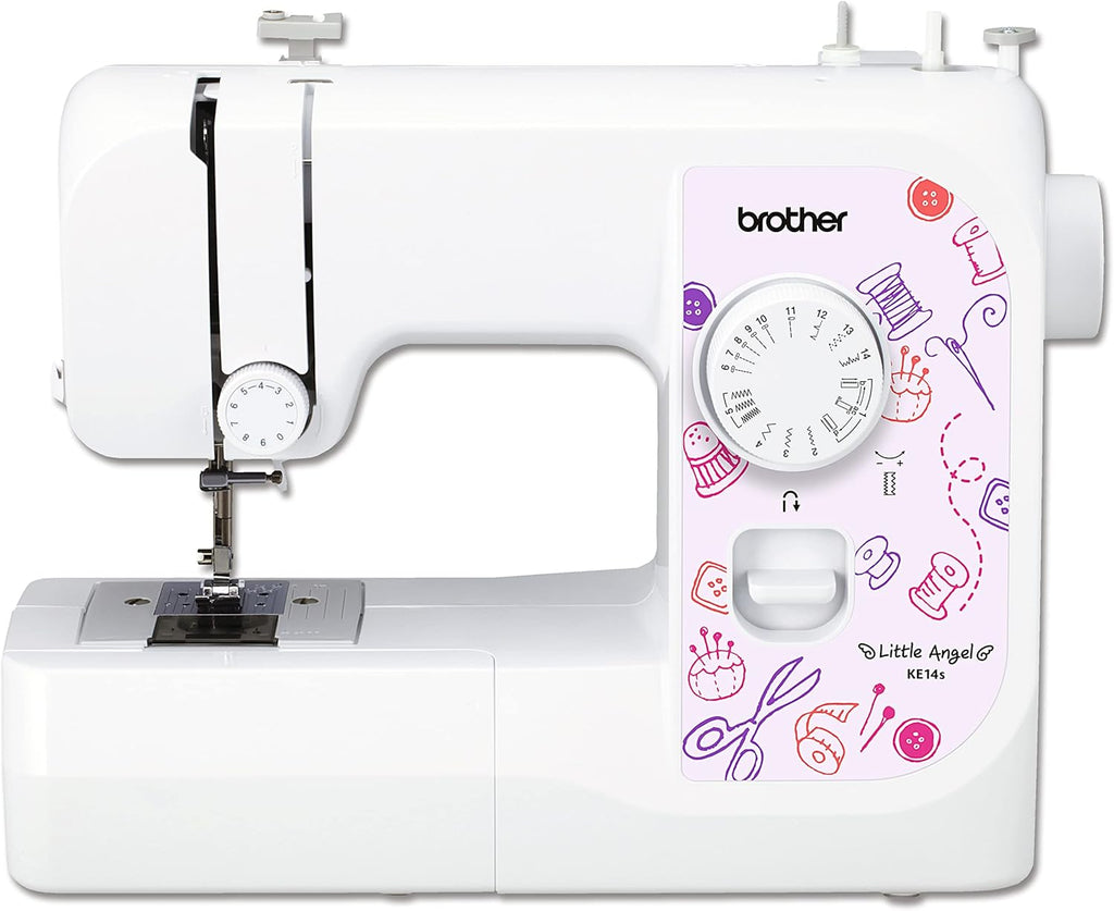 Brother KE14s naaimachine, roestvrij staal, wit/roze, 40 x 15 x 31 cm 