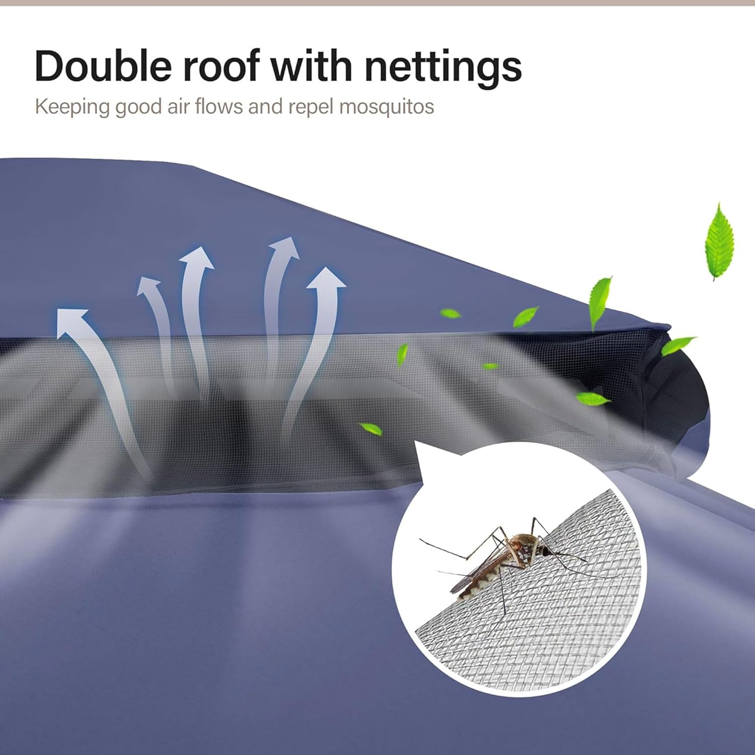 Tente pavillon d'extérieur améliorée à double toit, auvent imperméable UV50+ avec filet et crochets