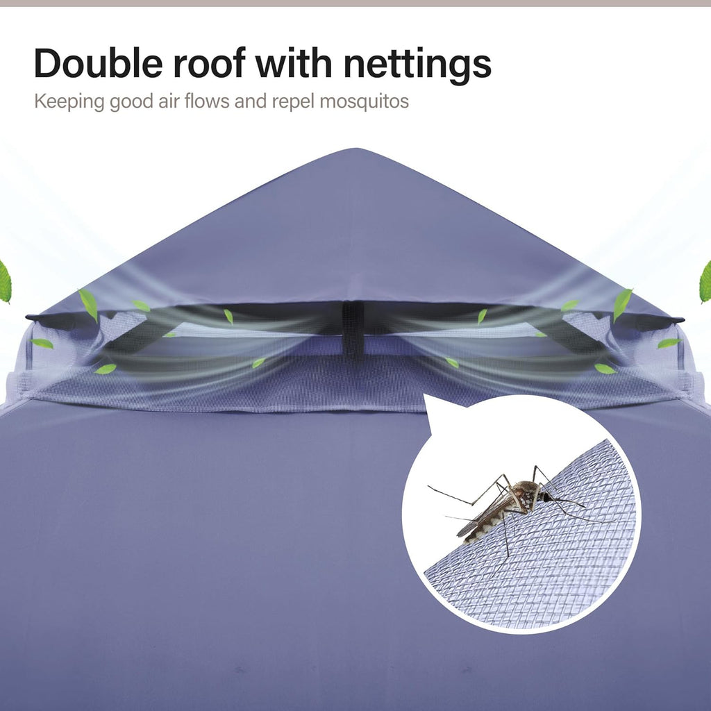 Tente pavillon d'extérieur améliorée à double toit, auvent imperméable UV50+ avec filet et crochets