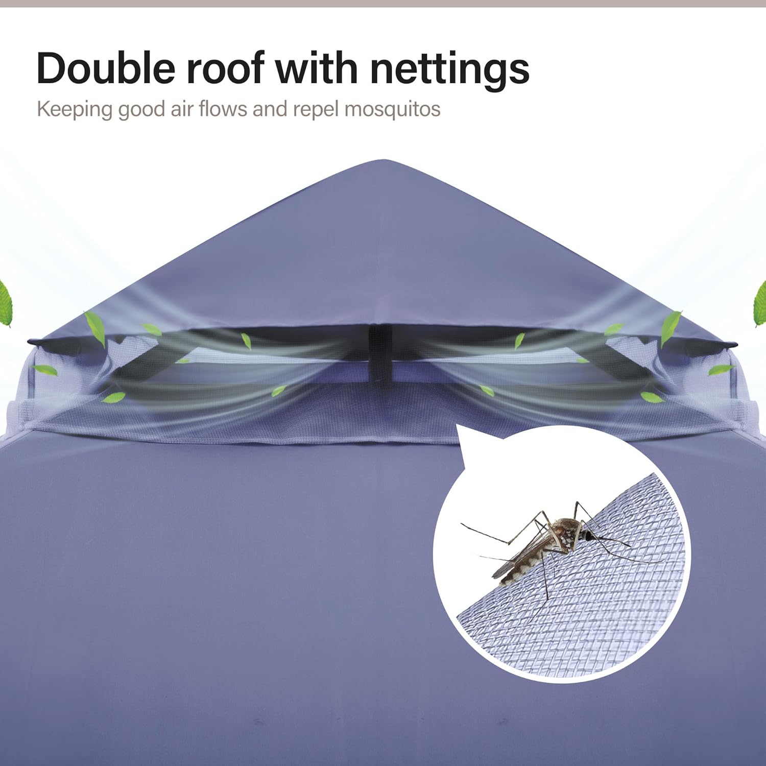 Tente pavillon d'extérieur améliorée à double toit, auvent imperméable UV50+ avec filet et crochets