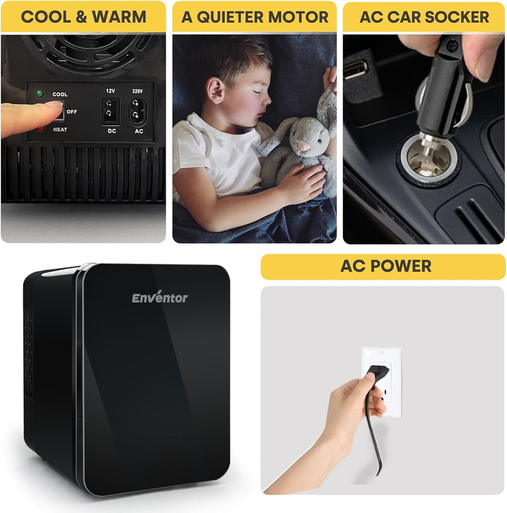 Mini réfrigérateur 4L Petit réfrigérateur portable 6 canettes Cosmétique Mini réfrigérateur Réfrigérer et chauffer