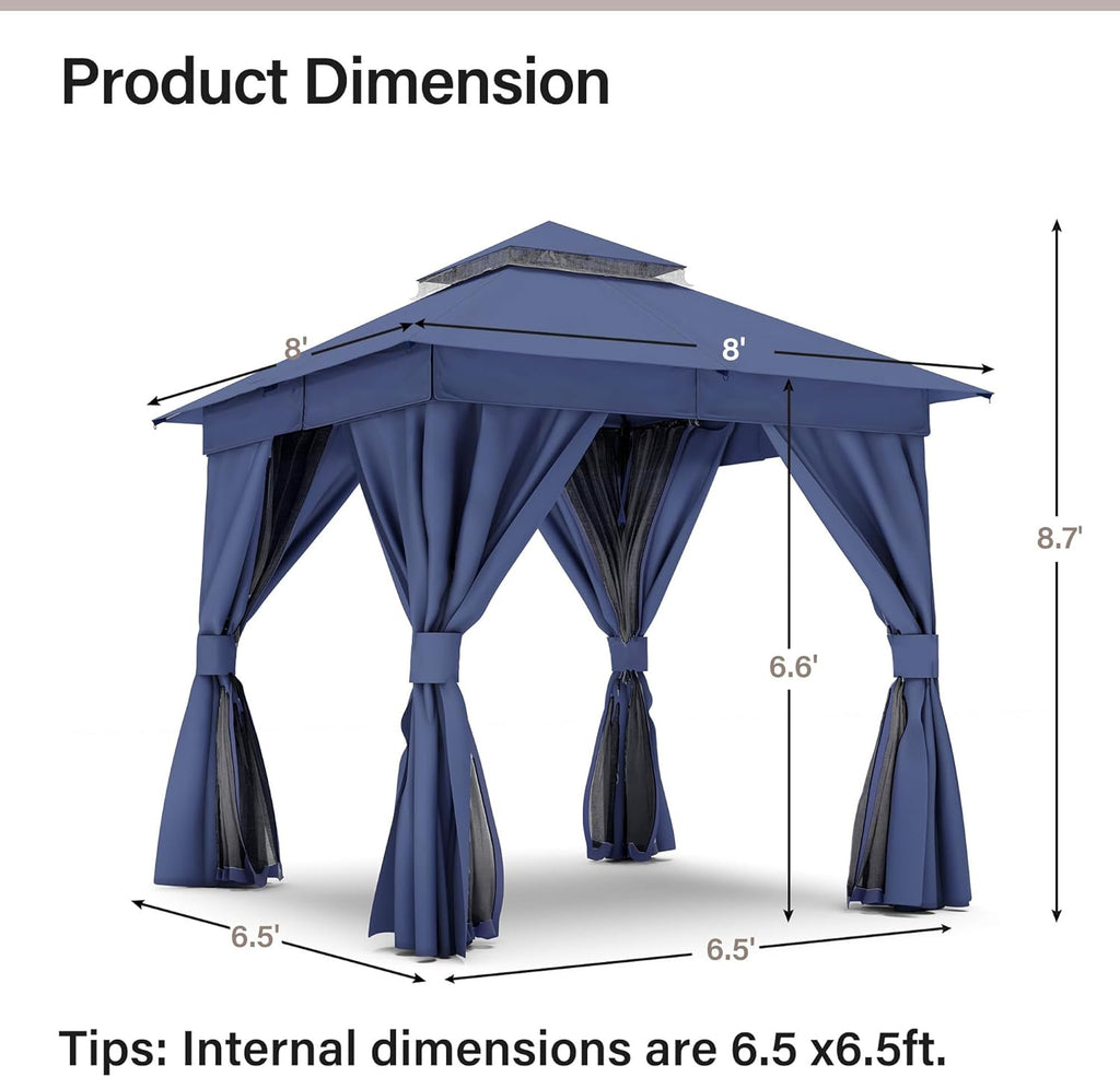 Tente pavillon d'extérieur améliorée à double toit, auvent imperméable UV50+ avec filet et crochets
