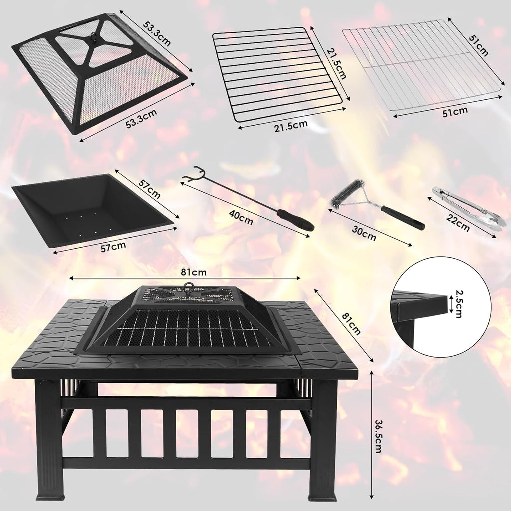 LIFERUN 81 cm barbecue foyer extérieur jardin foyer barbecue chauffage de terrasse avec grill
