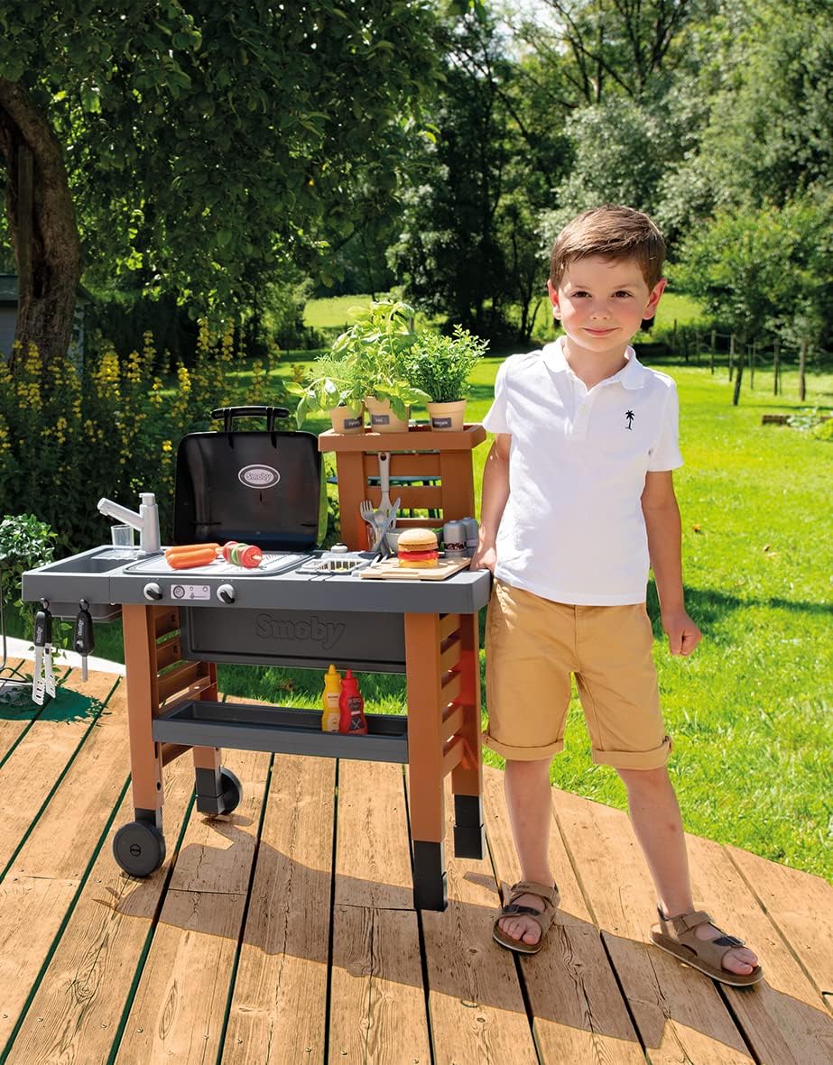 Smoby - Grill de Cuisine de Jardin avec Flamme Magique Rétractable